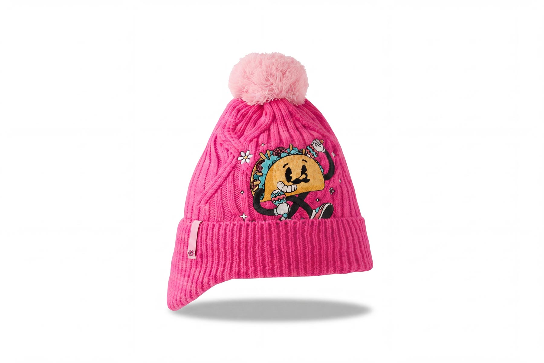 Barnmössa med uppvik, pompom och öronlappar 3114 bild 5