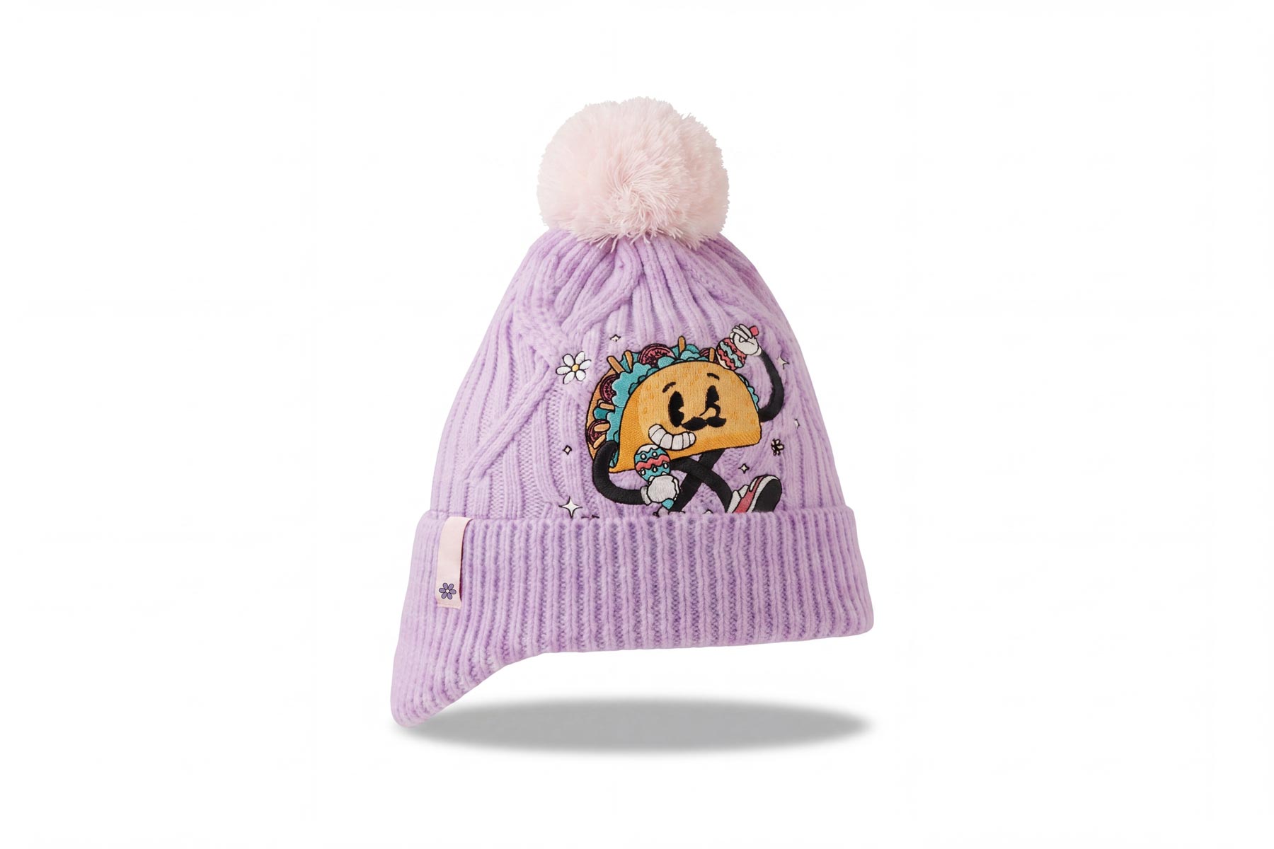 Barnmössa med uppvik, pompom och öronlappar 3114 bild 6