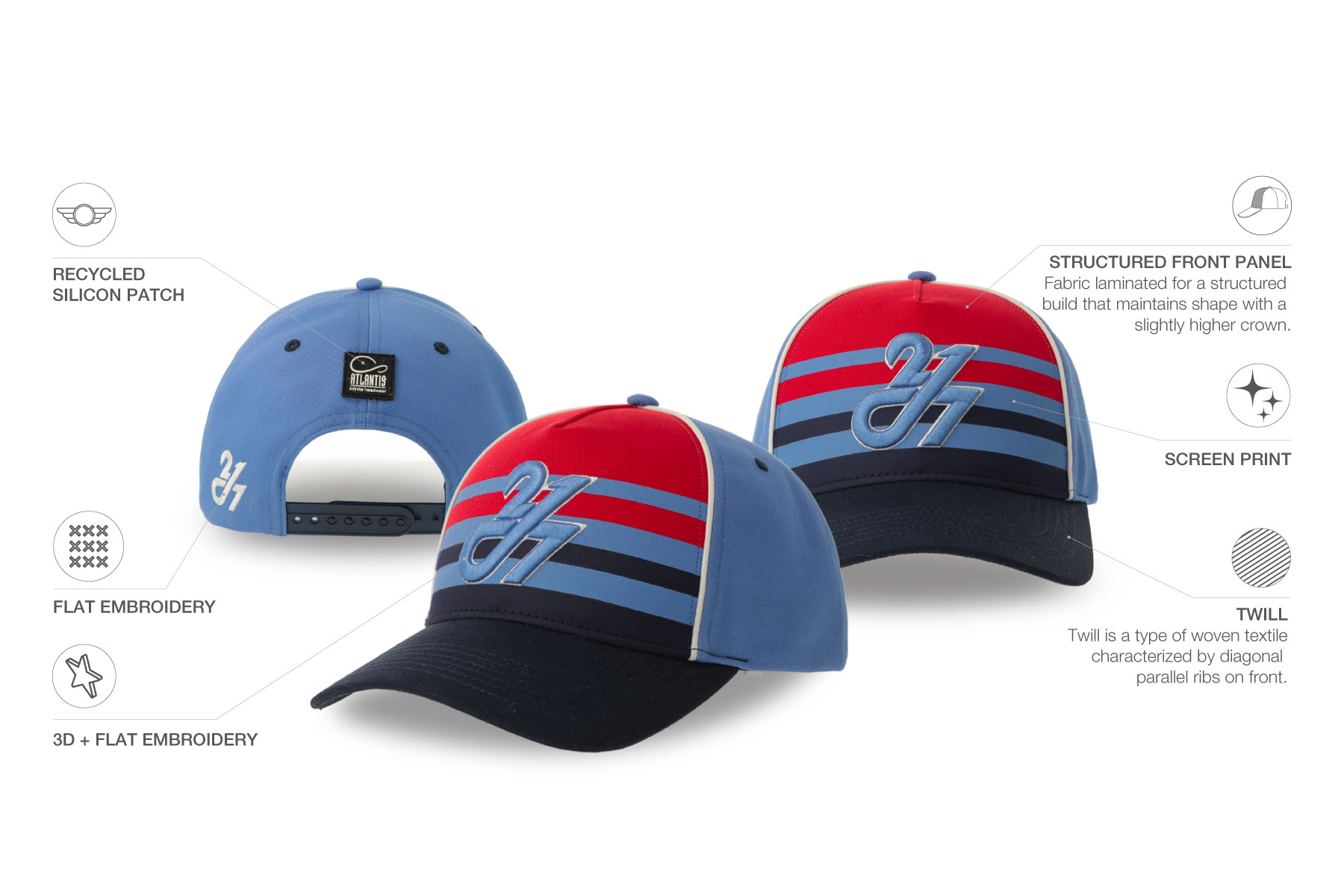 Baseballkeps 5 paneler, halvböjd skärm 2861 bild 10