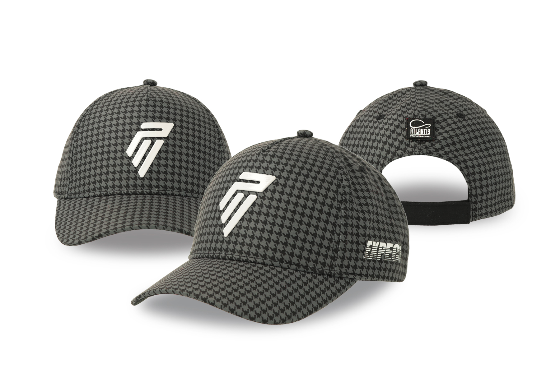 Baseballkeps 5 paneler, halvböjd skärm 2863 – Fram: TPU-märke