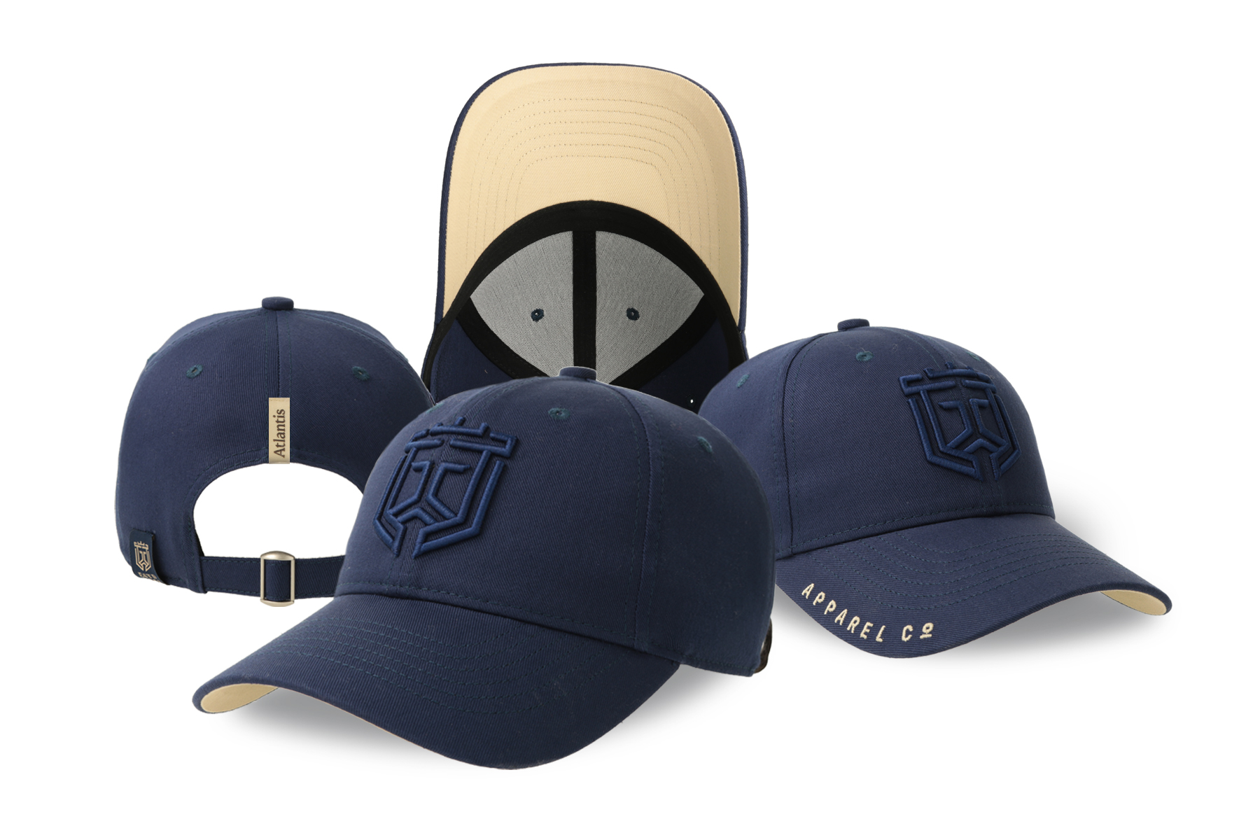 Baseballkeps 6 paneler, böjd skärm 2796 – Fram: 3D-brodyr