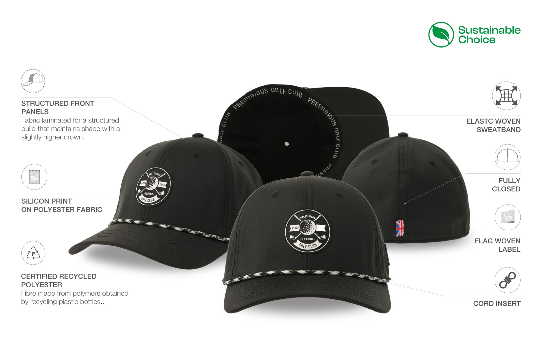 Baseballkeps 6 paneler, böjd skärm, storlek L–XL 2880 bild 9