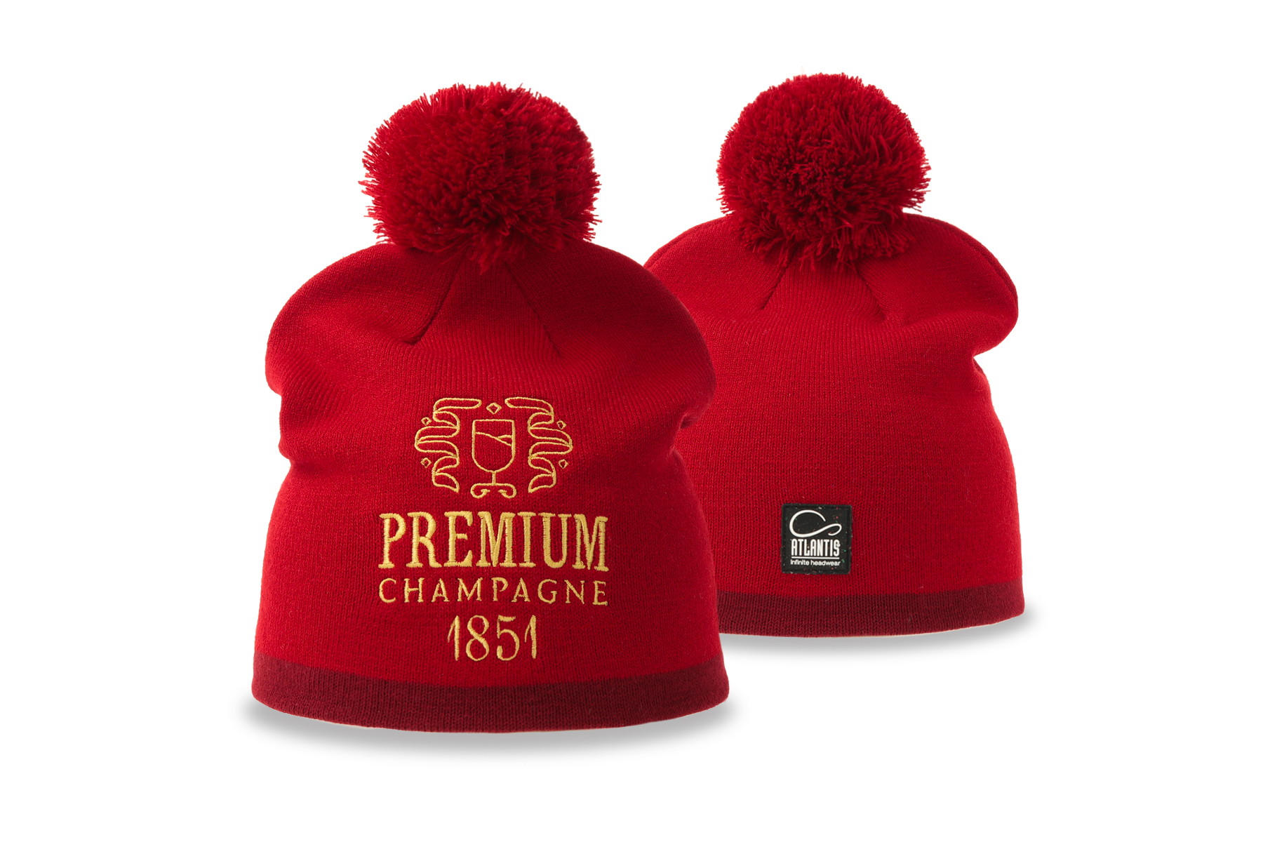 Jacquardmössa med pompom 2860 – Fram: platt brodyr