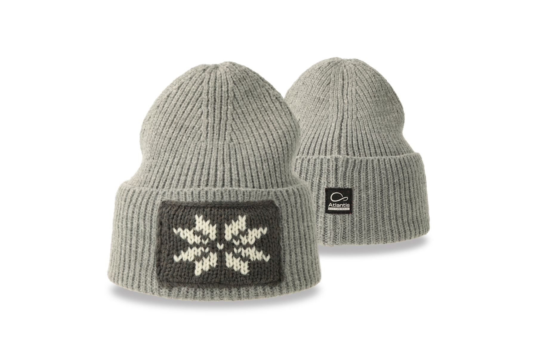 Mössa med uppvik, utan pompom 2744 – Fram: jacquardpatch, fastsydd